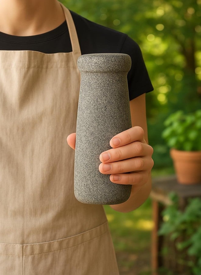 EZAHK Stone Pestle for Mortar, Okhli Masher, Ural, Khalbatta, Kallu, Imam Dasta Grinding, Musal and Spice Mixer for Kitchen - Traditional Hand Made (6 in) - Image 2